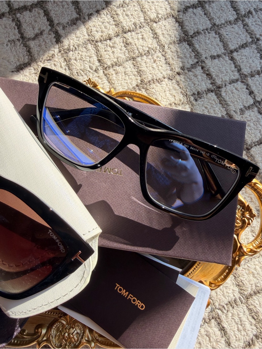 TOM FORD TF6069-B SQUARE BLUE LIGHT GLASSES WITH CLIP ON SUNGLASSES